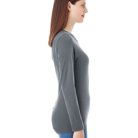 NWT AMERICAN APPAREL FINE JERSEY CLASSIC LONG SLEEVE T-SHIRT‎ ASPHALT XL - Picture 2 of 9